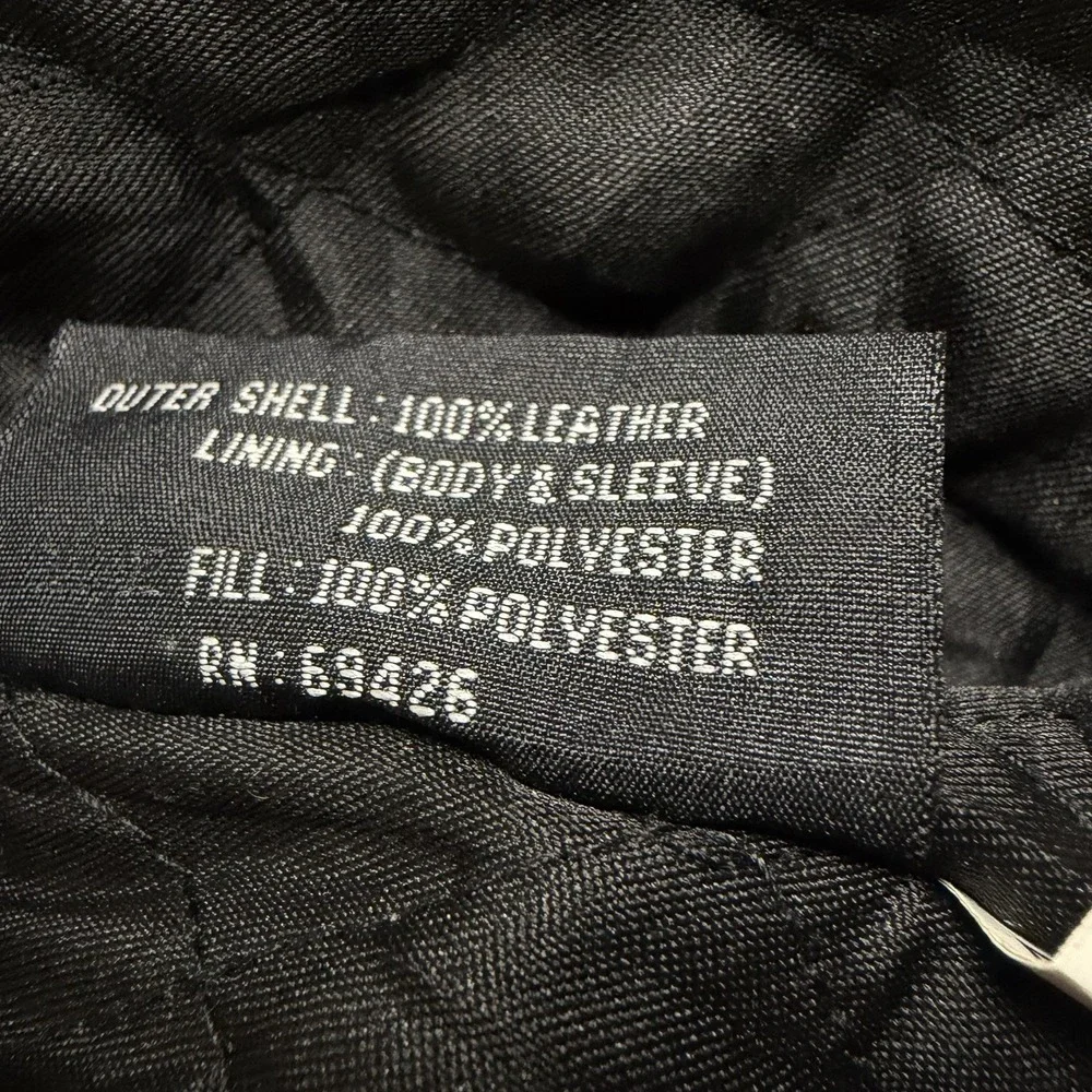 Wilson's Leather Jacket Mens L Black Moto Biker Zip Quilted Lined Vintage